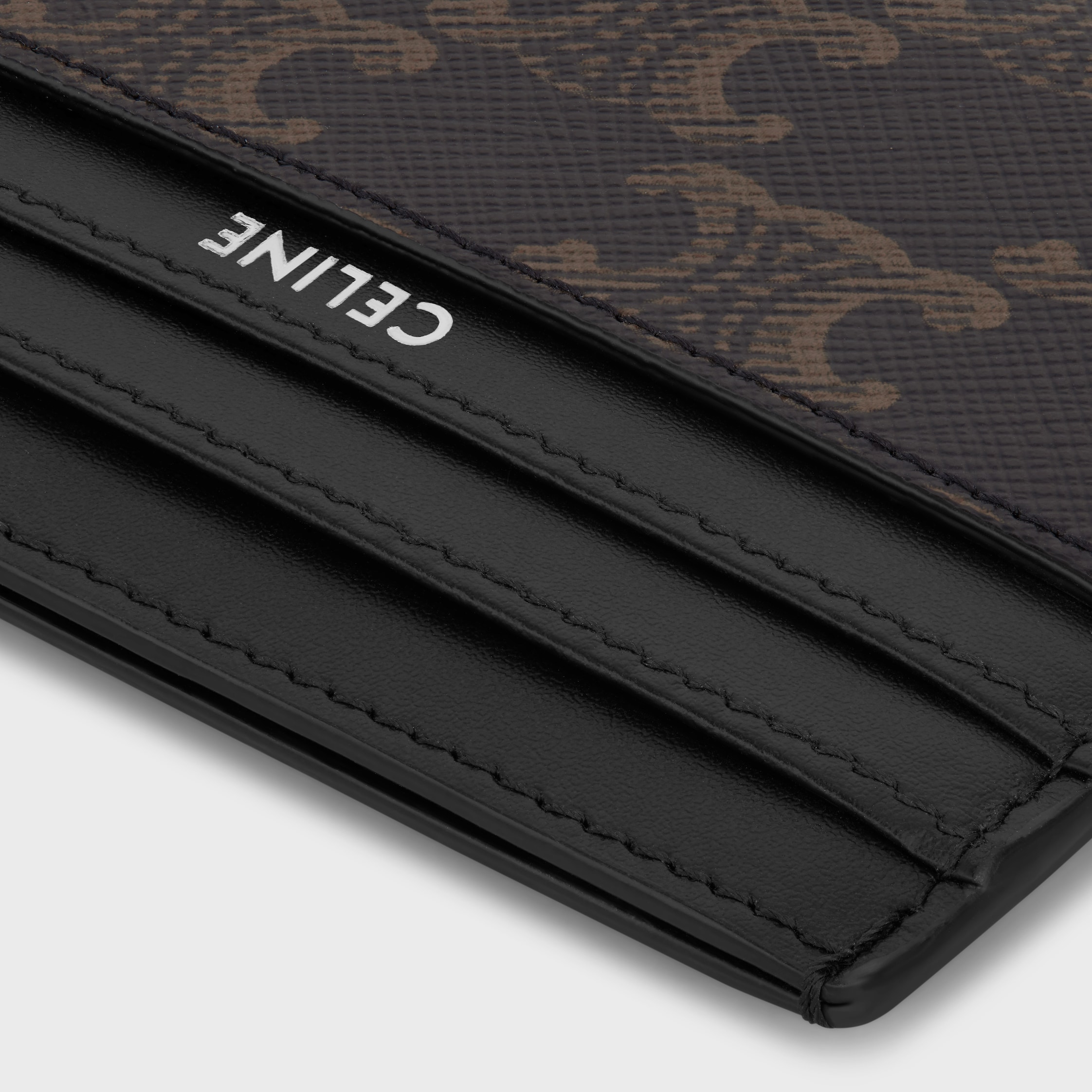 希少✨Celine Studs Bifold Wallet Leather zipped bi-fold wallet IN grained calfskin - BLACK | CELINE