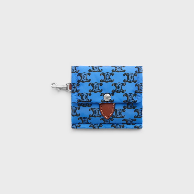 KEYRING CARD HOLDER CELINE PADDED  IN NYLON AND CALFSKIN - ULTRA BLUE / BLACK - CHARMS - 1 | CELINE