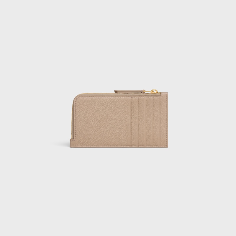 LONG ZIPPED CARD HOLDER IN SUPPLE GRAINED CALFSKIN - SAFARI / CITRUS - NEW - 1 | CELINE