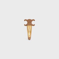 Celine Large Snap Hair Clip in Acetate and Steel - MILKY HONEY/GOLD - HAIR ACCESSORIES - 1 | CELINE