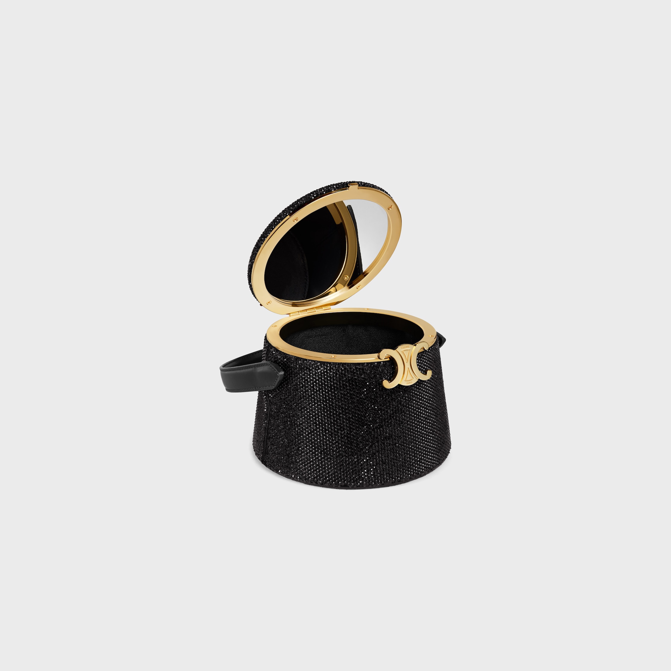 CELINE NINA MINAUDIERE IN SUEDE CALFSKIN WITH STRASS - BLACK