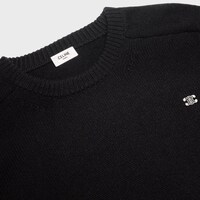 triomphe crew neck sweater in wool and cashmere - BLACK / OFF WHITE -  - 1 | CELINE