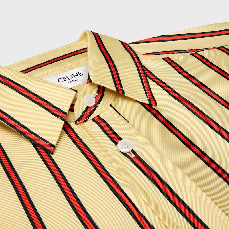 Camisa oversized EM SARJA DE SEDA às riscas - YELLOW/RED/BLACK - - 1 | CELINE