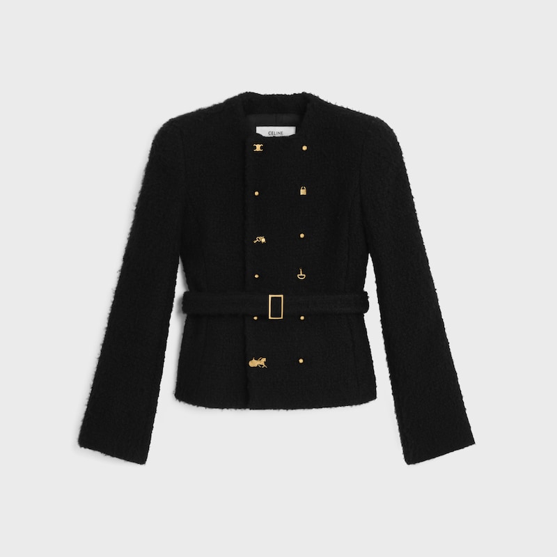 CHAQUETA DE CACHEMIRA Y LANA TRENZADA - NEGRO -  - 1 | CELINE