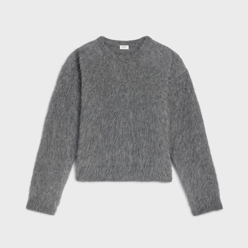 JERSEY CON CUELLO REDONDO DE MOHAIR PEINADO - GRIS MEDIO -  - 1 | CELINE