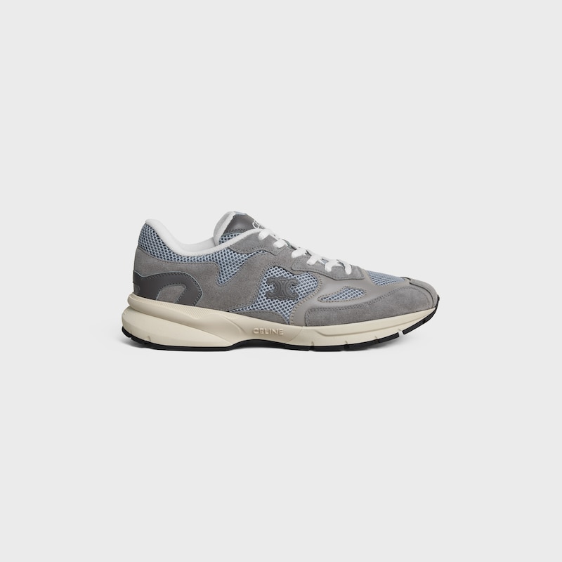 RUNNER SNEAKER IN CALFSKIN, SUEDE CALFSKIN AND MESH - GREY / ECRU -  - 1 | CELINE