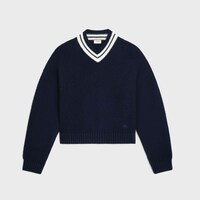 V领套头衫 - 海军蓝/白色 -  - 1 | CELINE