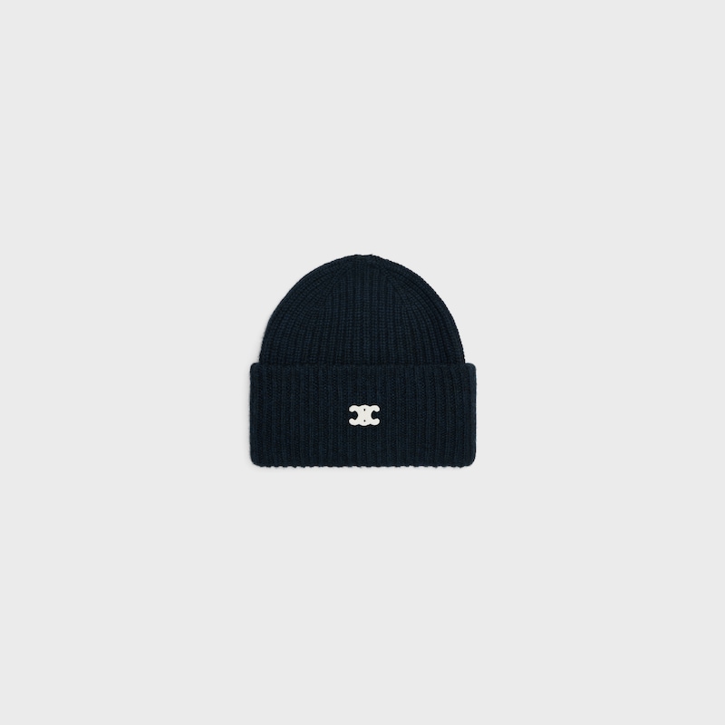 triomphe beanie IN SEAMLESS CASHMERE - NAVY -  - 1 | CELINE