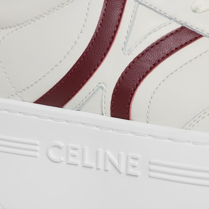 CELINE - BLOCK SNEAKERS WITH BACK TRIOMPHE AND WEDGE OUTSOLE IN CALFSKIN - MILK / DARK BURGUNDY -  - 1 | CELINE