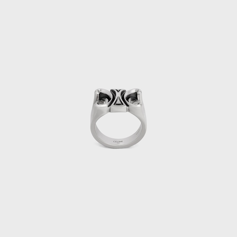 San Onofre Chunky Triomphe Ring in Brass with Rhodium Finish - SILVER -  - 1 | CELINE