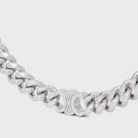 Triomphe Small Gourmette Necklace in Brass with Rhodium Finish - SILVER -  - 2 | CELINE