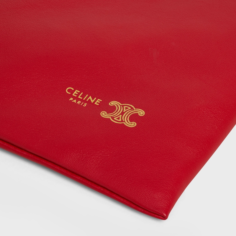 SMALL CRYSTAL POUCH IN LAMBSKIN AND SILK - ULTRA RED - MORE LINES - 1 | CELINE