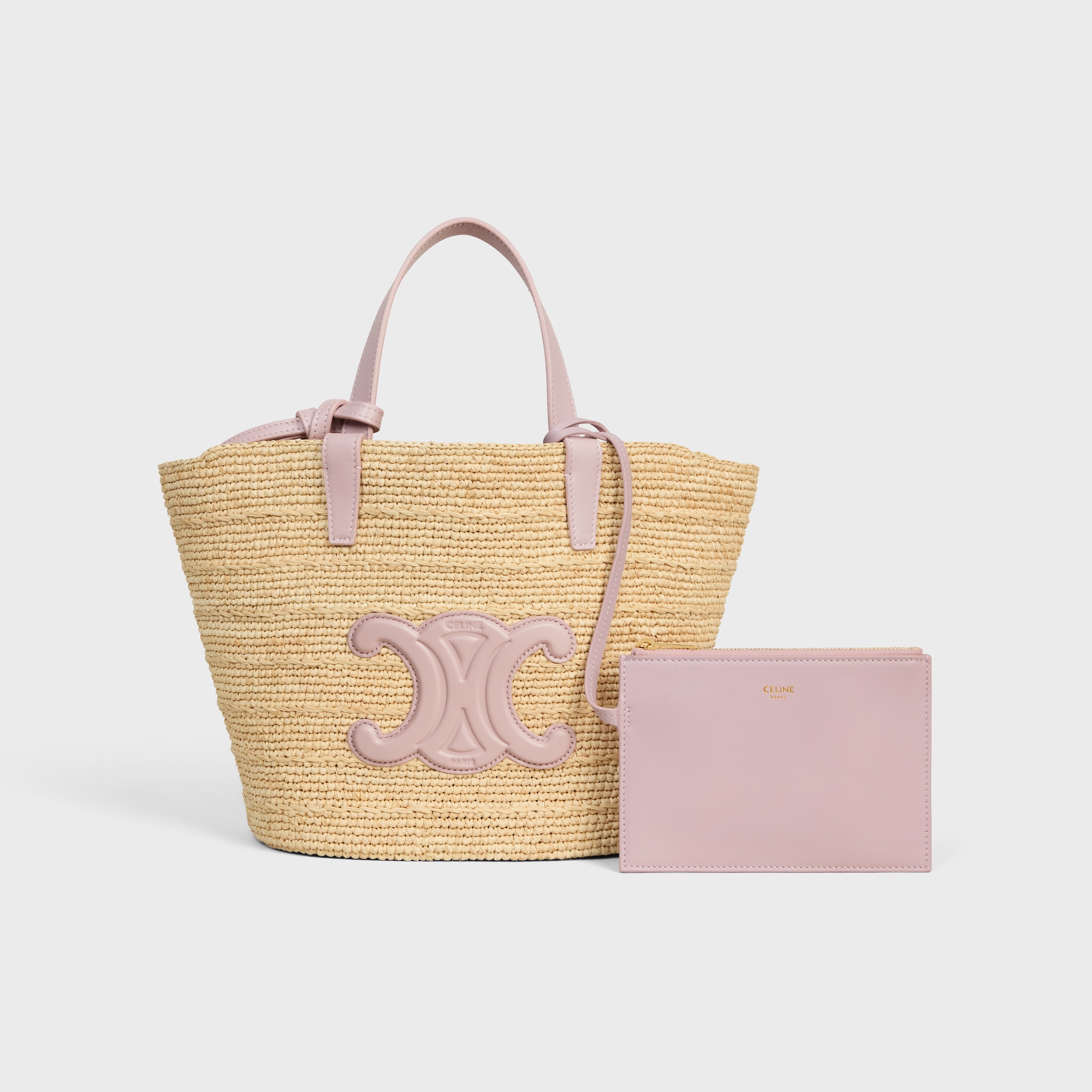 関税込【CELINE】Medium supple panier in raffia and calfskin undefined Medium supple panier in raffia and calfskin