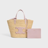 TEEN SUPPLE CELINE CLASSIC PANIER IN Raffia and calfskin - Bleached Pink - NEW - 1 | CELINE