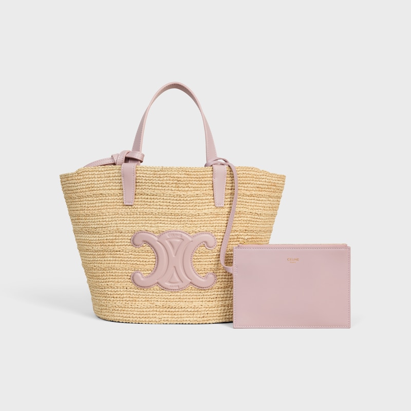 Celine Classic Panier petit modèle Souple Raphia et veau - BLEACHED PINK - CLASSIC PANIER - 1 | CELINE
