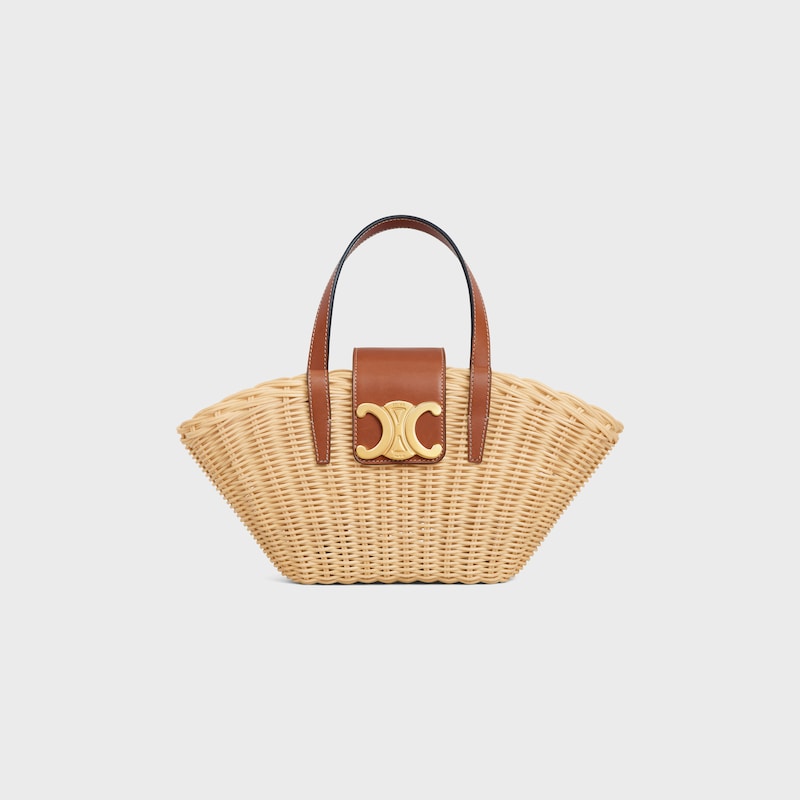 TEEN COUFFIN in WICKER AND NATURAL CALFSKIN - NATURAL / TAN - CLASSIC PANIER - 1 | CELINE