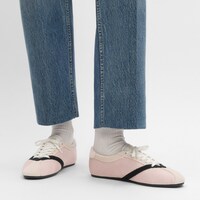 THE FLAT SNEAKER IN GROS GRAIN, VELVET, SUEDE GOATSKIN AND LAMBSKIN - PINK / BLACK -  - 2 | CELINE