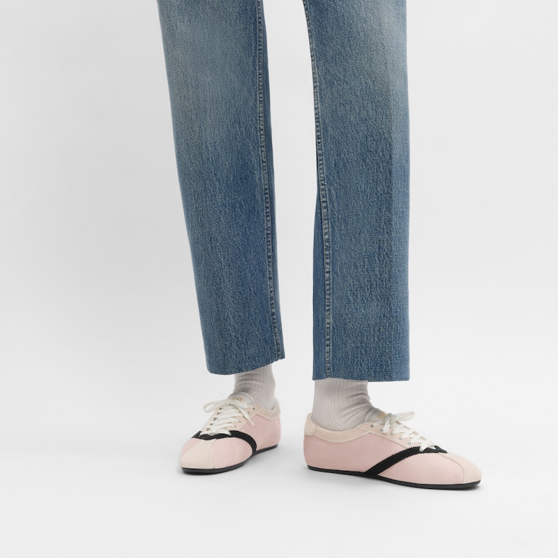 SNEAKER THE FLAT EN GROS GRAIN, VELOURS, CUIR DE CHÈVRE VELOURS ET CUIR D'AGNEAU - ROSE / NOIR -  - 1 | CELINE