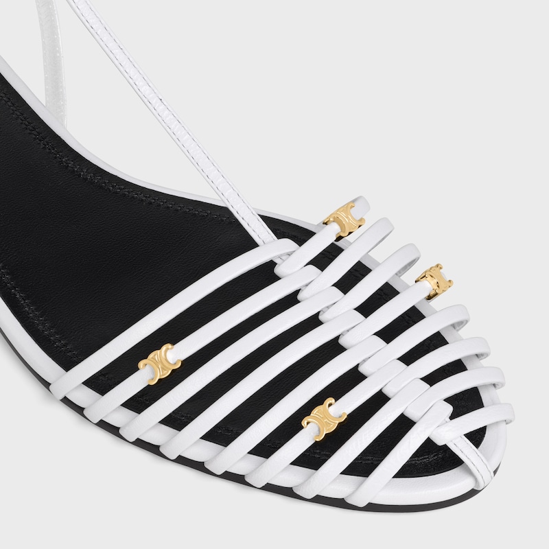 CAGE FLAT SANDAL IN GOATSKIN - WHITE -  - 1 | CELINE
