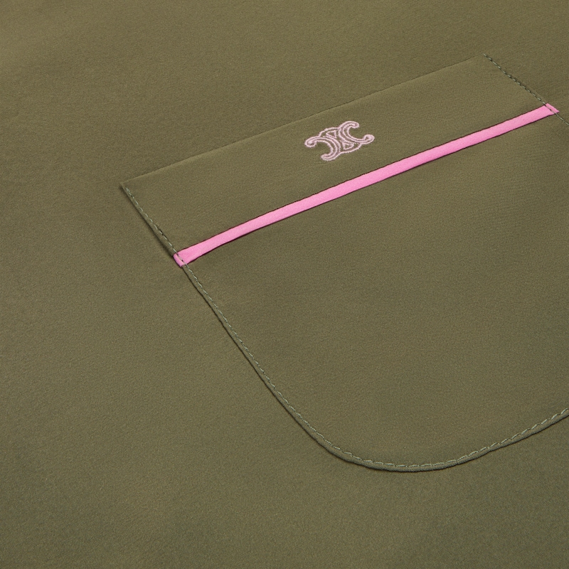 Camisa de pijama em cetim de seda - KAKI MILITAIRE -  - 1 | CELINE
