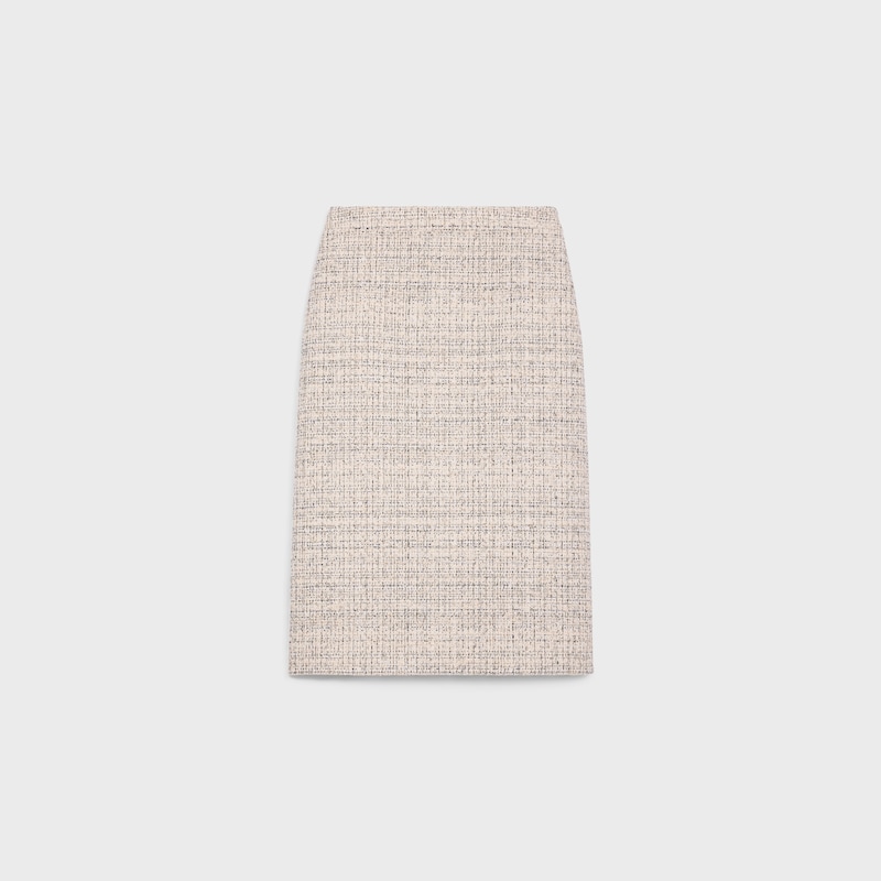 pencil skirt in cotton natt&eacute; - IVOIRE/NOIR -  - 1 | CELINE