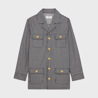 safari jacket in hickory striped cotton - RAW WASH -  - 1 | CELINE