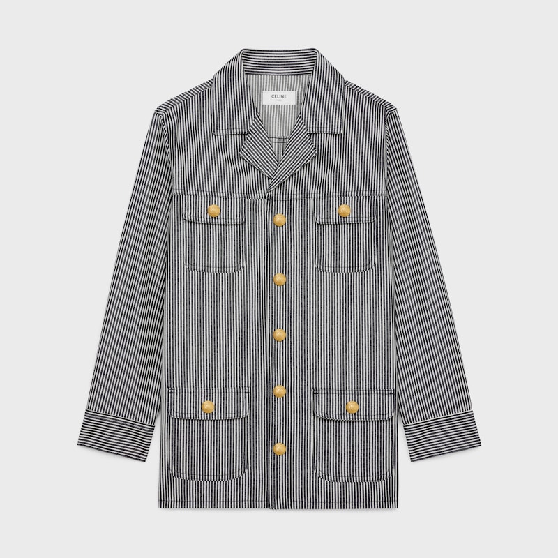 chaqueta safari de algod&oacute;n a rayas hickory - LAVADO SIN REMATAR -  - 1 | CELINE