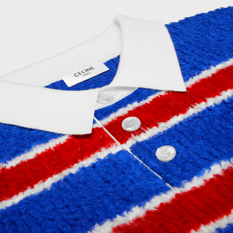 polo sweater IN BRUSHED STRIPED COTTON - BLUE/RED/ECRU -  - 1 | CELINE