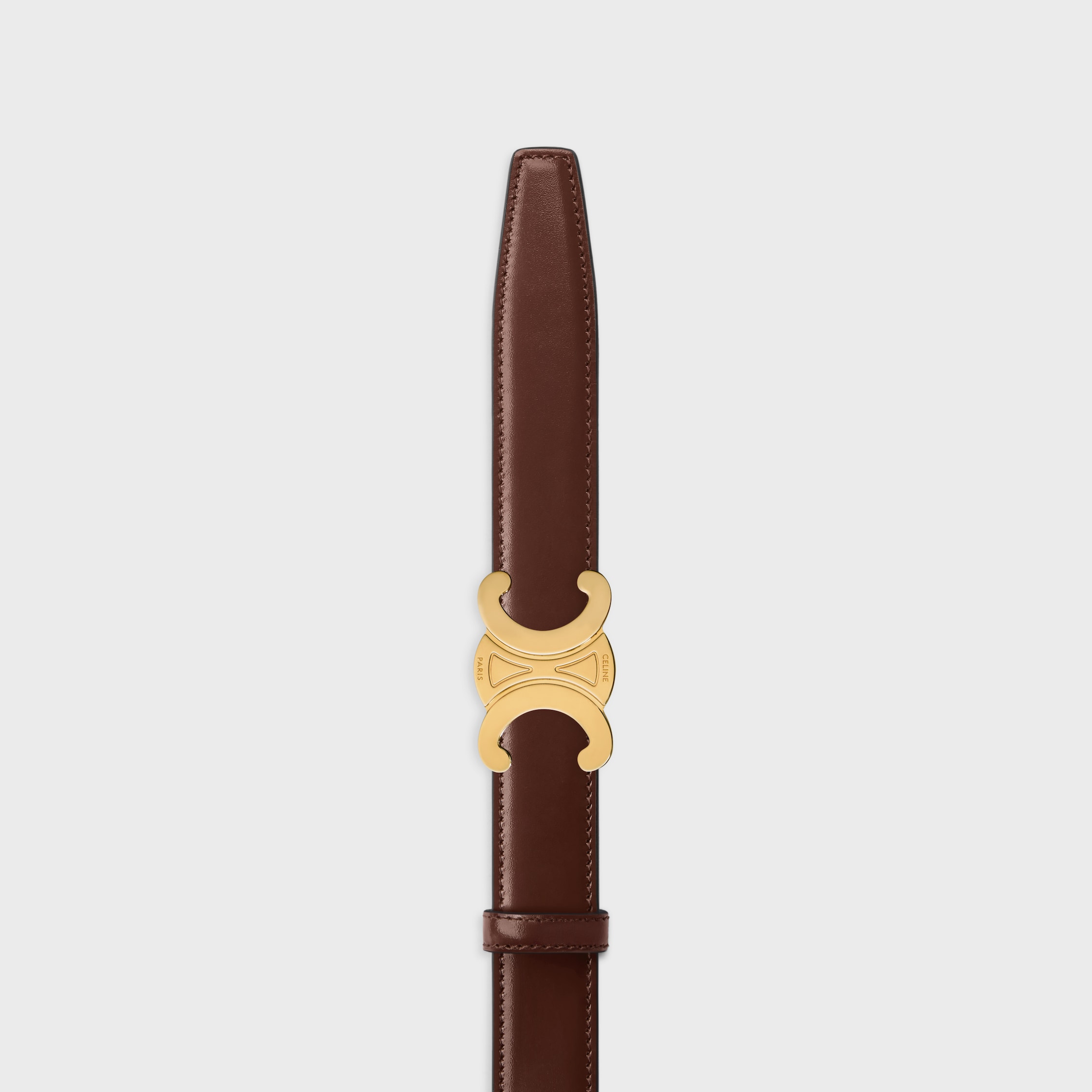 TRIOMPHE BUCKLE & REVERSIBLE STRAP 25MM - BLACK / CHESTNUT | CELINE