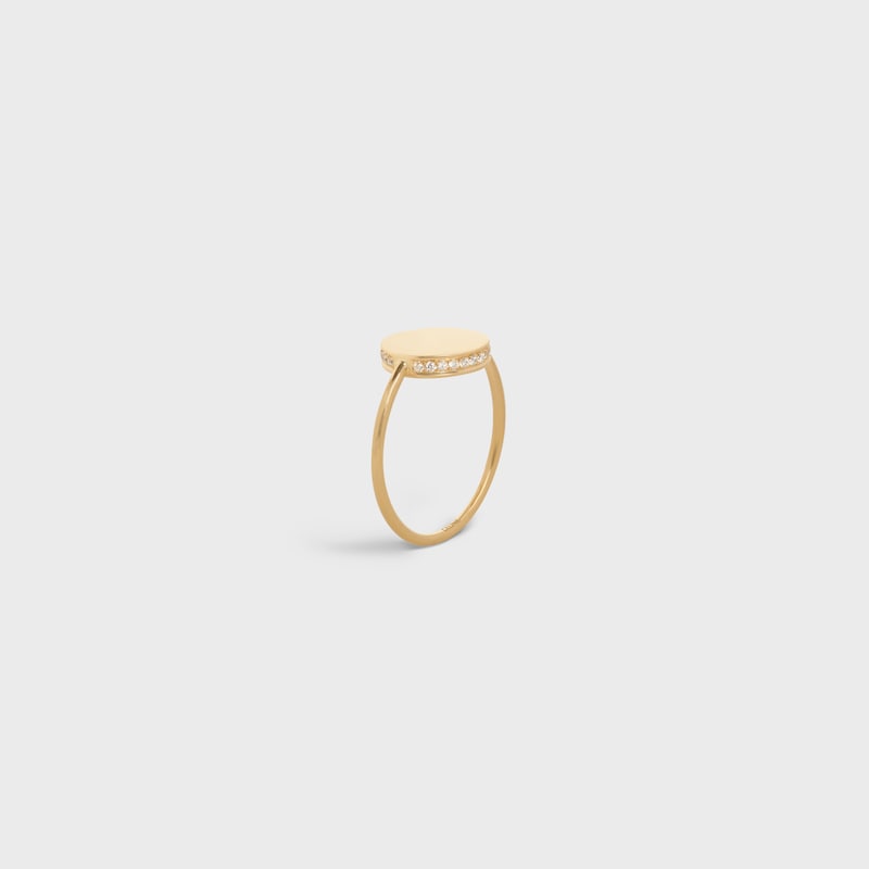 Medaille Celine Ring in Yellow Gold and Diamonds - Yellow Gold and White -  - 1 | CELINE