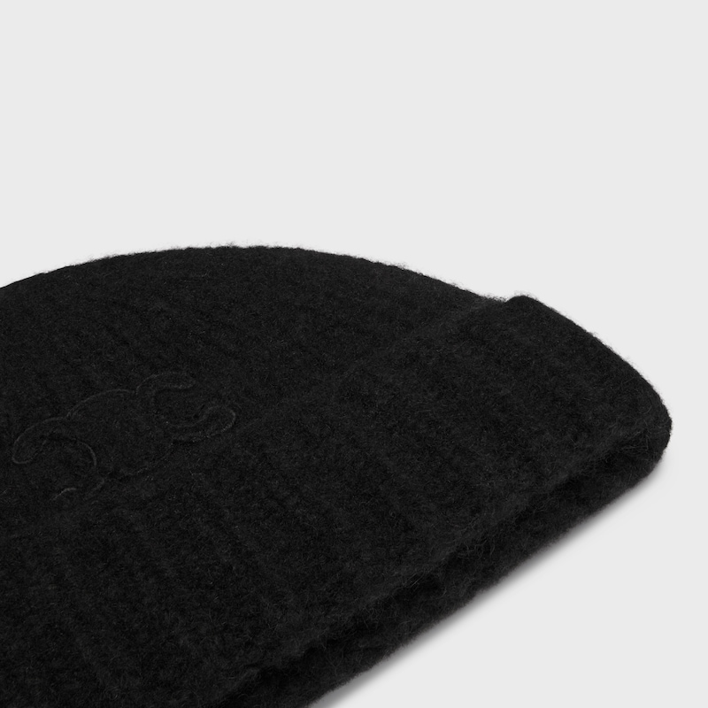 triomphe beanie IN cashmere silk - BLACK -  - 1 | CELINE
