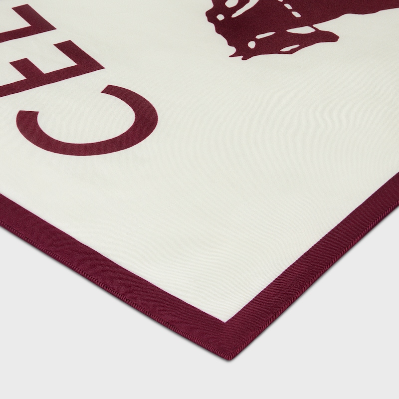 PAÑUELO CUADRADO DE SARGA DE SEDA - TOSTADO/ROJO/AZUL -  - 1 | CELINE