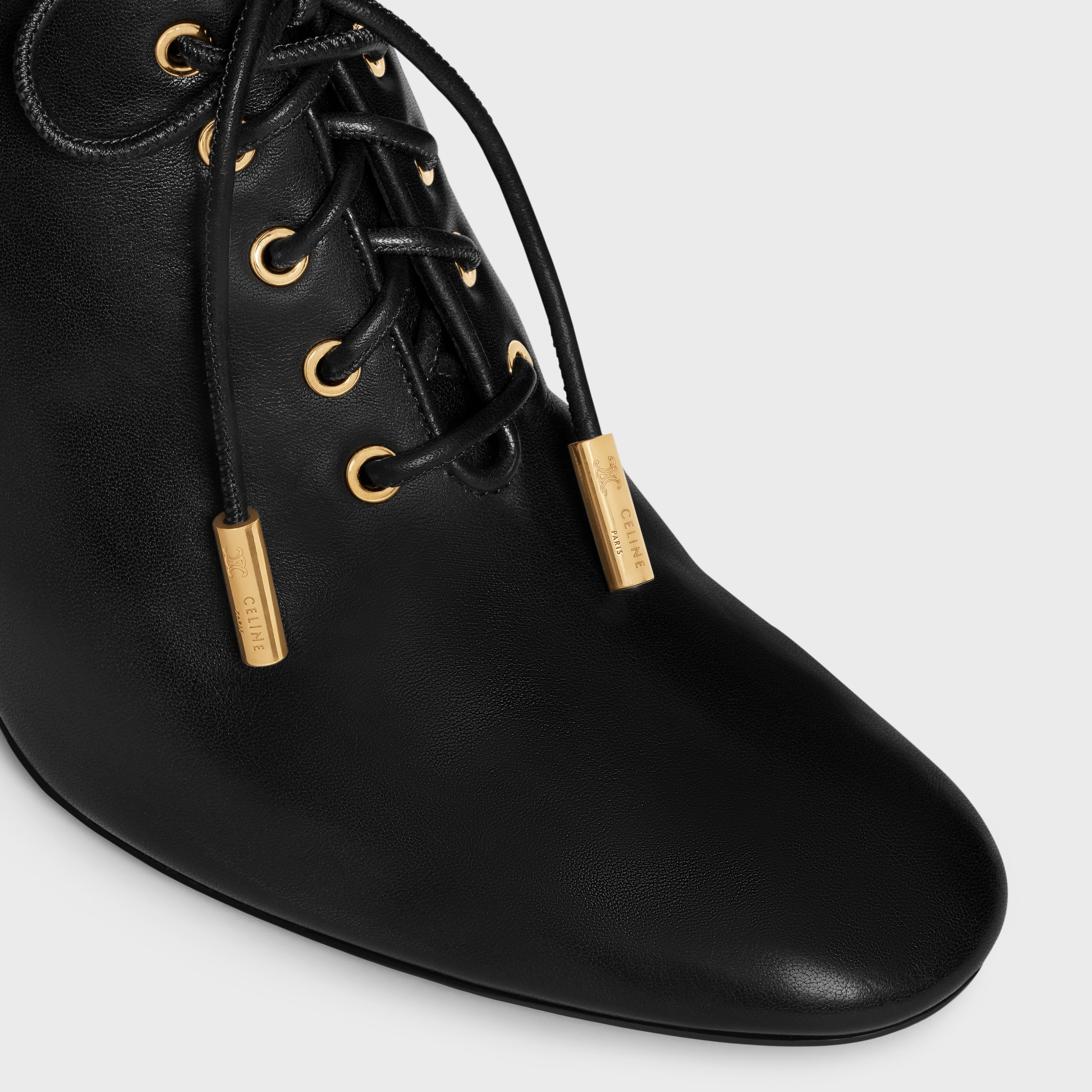SOFT OXFORD LACE-UP HEELED BALLERINA IN calfskin - vegetal tanning