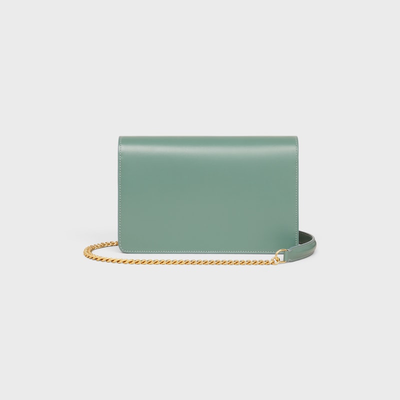 WALLET ON CHAIN MARGO in Shiny calfskin - CELADON - WALLETS ON CHAIN - 1 | CELINE