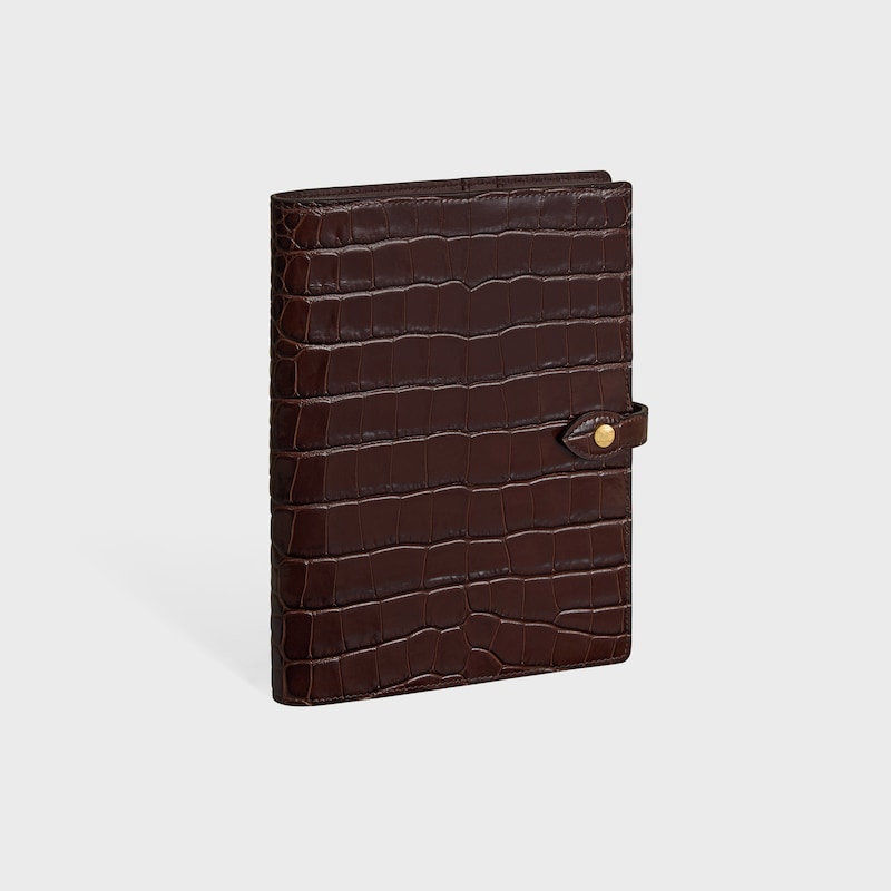 MEDIUM NOTEBOOK COVER IN CROCODILE NILOTICUS - CHOCOLATE - NEW COLLECTION MEN - 1 | CELINE