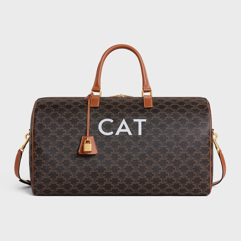 Travel 50 in Triomphe Canvas with Cat Print - TAN - Golden Week - 1 | CELINE