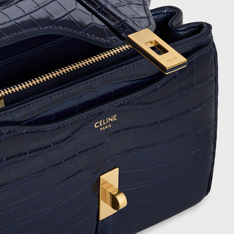 MINI 16 in porosus crocodile - NAVY BLUE - MORE LINES - 1 | CELINE