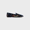 AURA LOAFER IN COLLEGE EMBROIDERED VELVET - DEEP BLUE -  - 1 | CELINE
