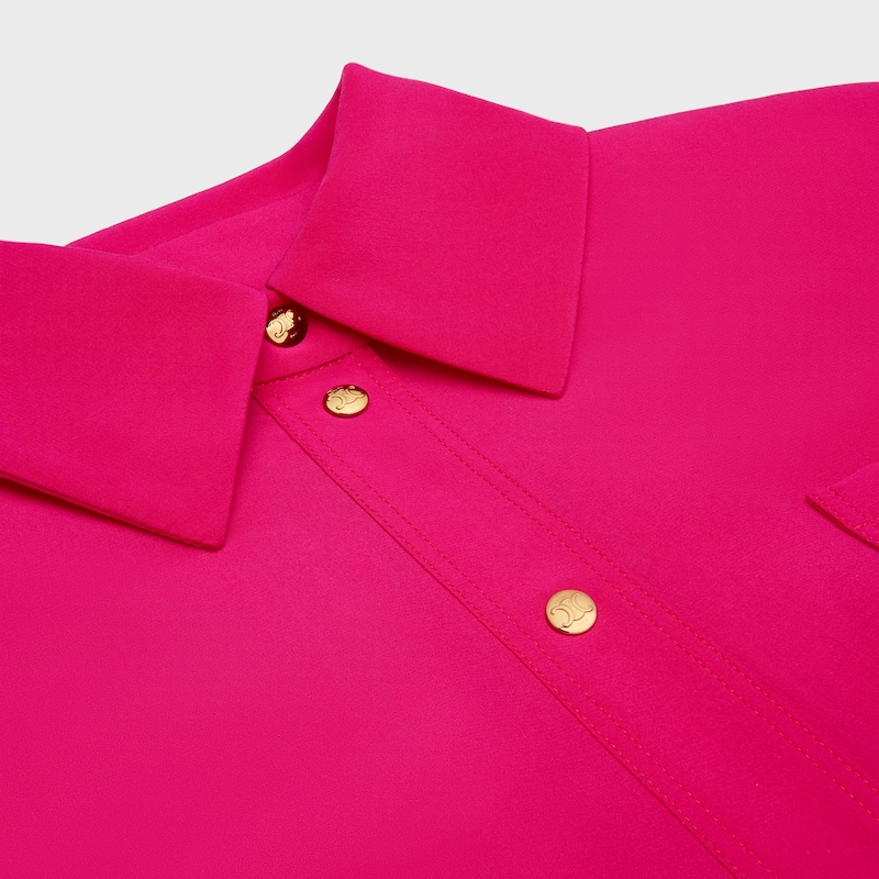 VESTIDO EM CREPE DE SEDA ACETINADA - FUSHIA -  - 1 | CELINE