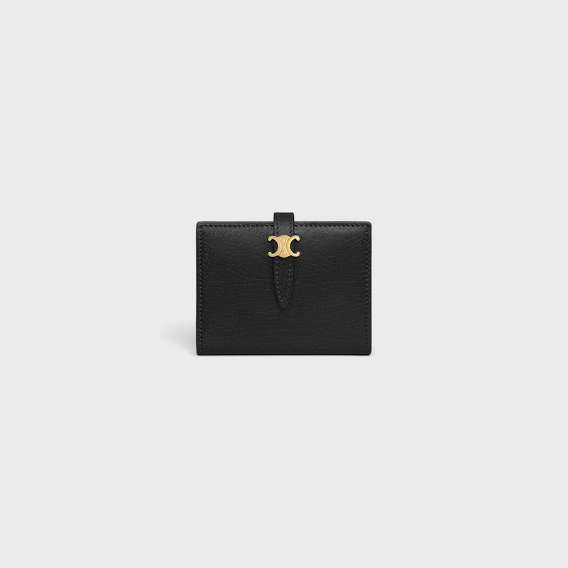 PORTACARTE BI-FOLD TRIOMPHE PONTET IN PELLE DI CAPRA - NERO - NUOVO - 1 | CELINE