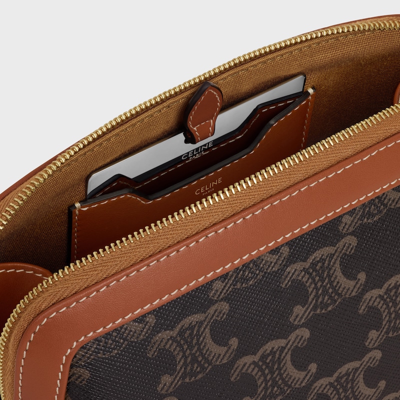 COSMETIC LIPSTICK POUCH IN TRIOMPHE CANVAS AND CALFSKIN - TAN - LIPSTICKS AND ACCESSORIES - 1 | CELINE