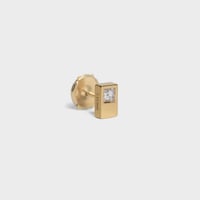 Celine Sentimental Double Square Stud in Yellow Gold and Diamond - Yellow Gold and White - FINE JEWELLERY - 2 | CELINE