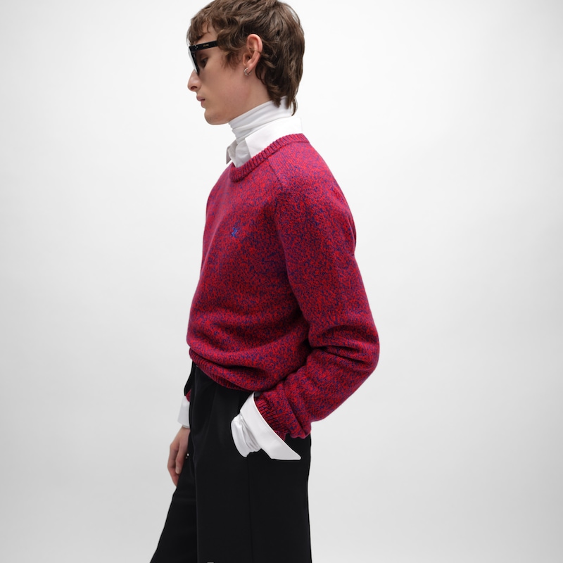 JERSEY CON CUELLO REDONDO DE LANA Y CACHEMIRA - Rojo/Azul -  - 1 | CELINE