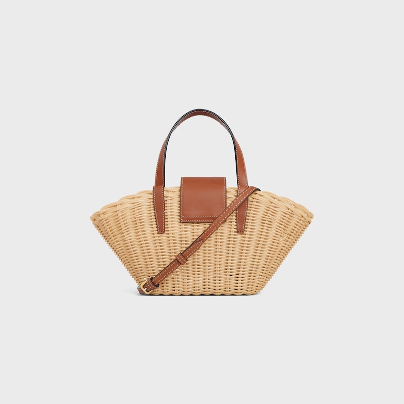 TEEN COUFFIN in WICKER AND NATURAL CALFSKIN - NATURAL / TAN - CLASSIC PANIER - 1 | CELINE