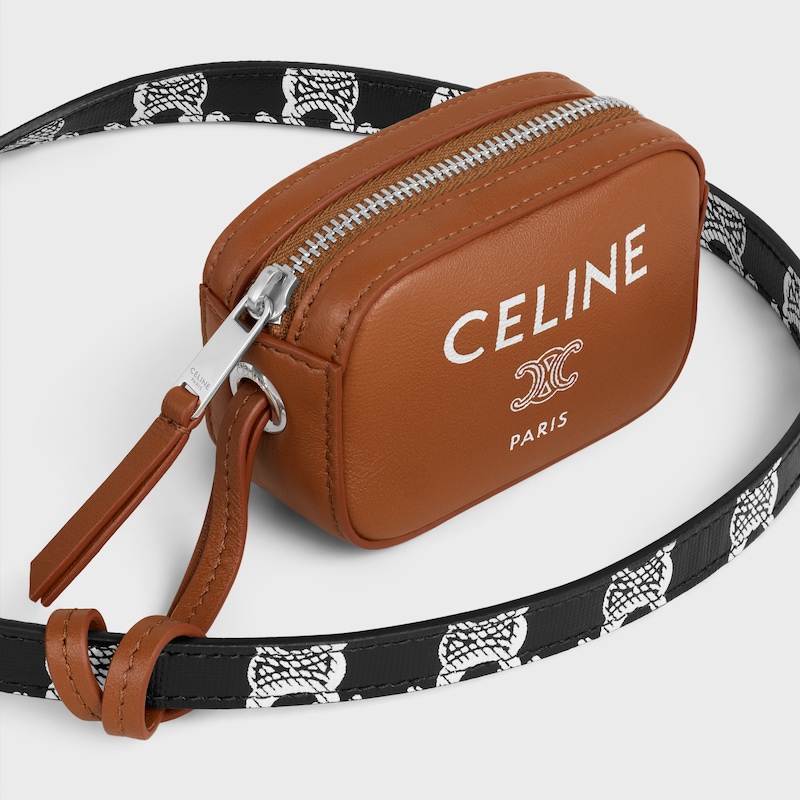 MESSENGER BAG WITH CHARM IN TRIOMPHE CANVAS AND SMOOTH LAMBSKIN - Black / White - CROSS-BODY BAGS - 1 | CELINE