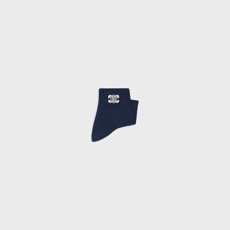triomphe socks in cotton - DARK BLUE -  - 1 | CELINE