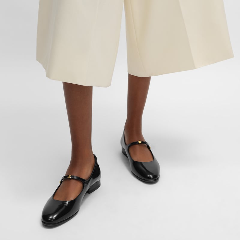 BALLERINE CITY EN CUIR DE VEAU BRILLANT - Noir -  - 1 | CELINE