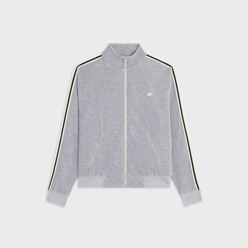 tracksuit jacket IN VELVET COTTON - GREY/ BLACK -  - 1 | CELINE