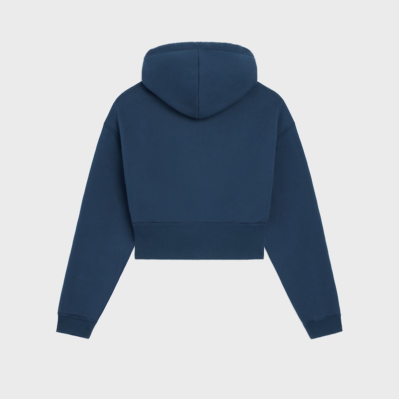Kurz geschnittener Hoodie AUS Baumwollfleece - MARINEBLAU/WOLLWEISS -  - 1 | CELINE