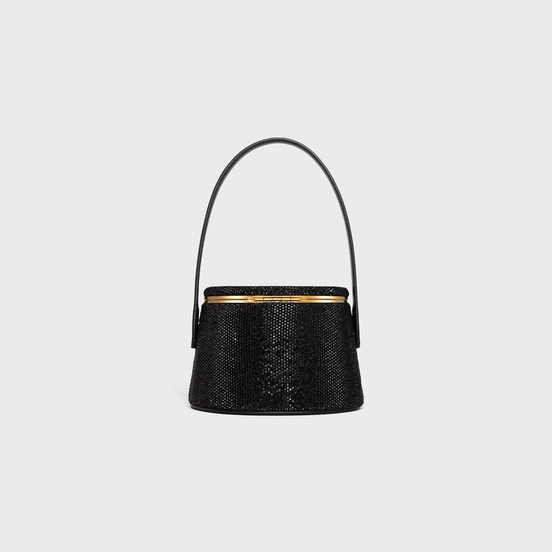 CELINE NINA MINAUDIERE in SUEDE CALFSKIN WITH STRASS - BLACK - MORE LINES - 1 | CELINE